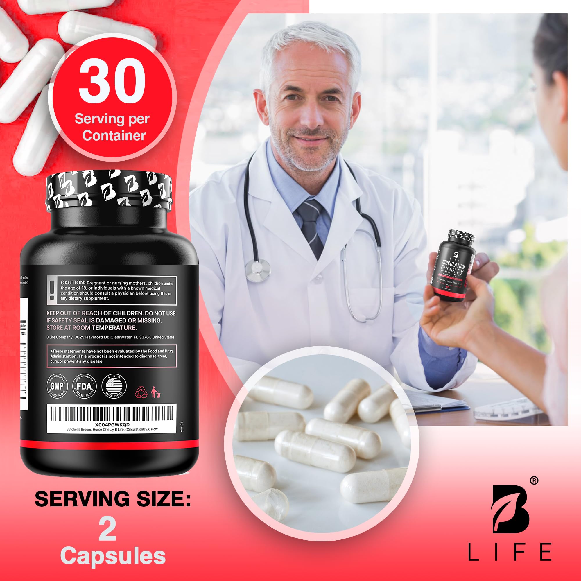B Life Company etiqueta con lista de ingredientes y beneficios claros