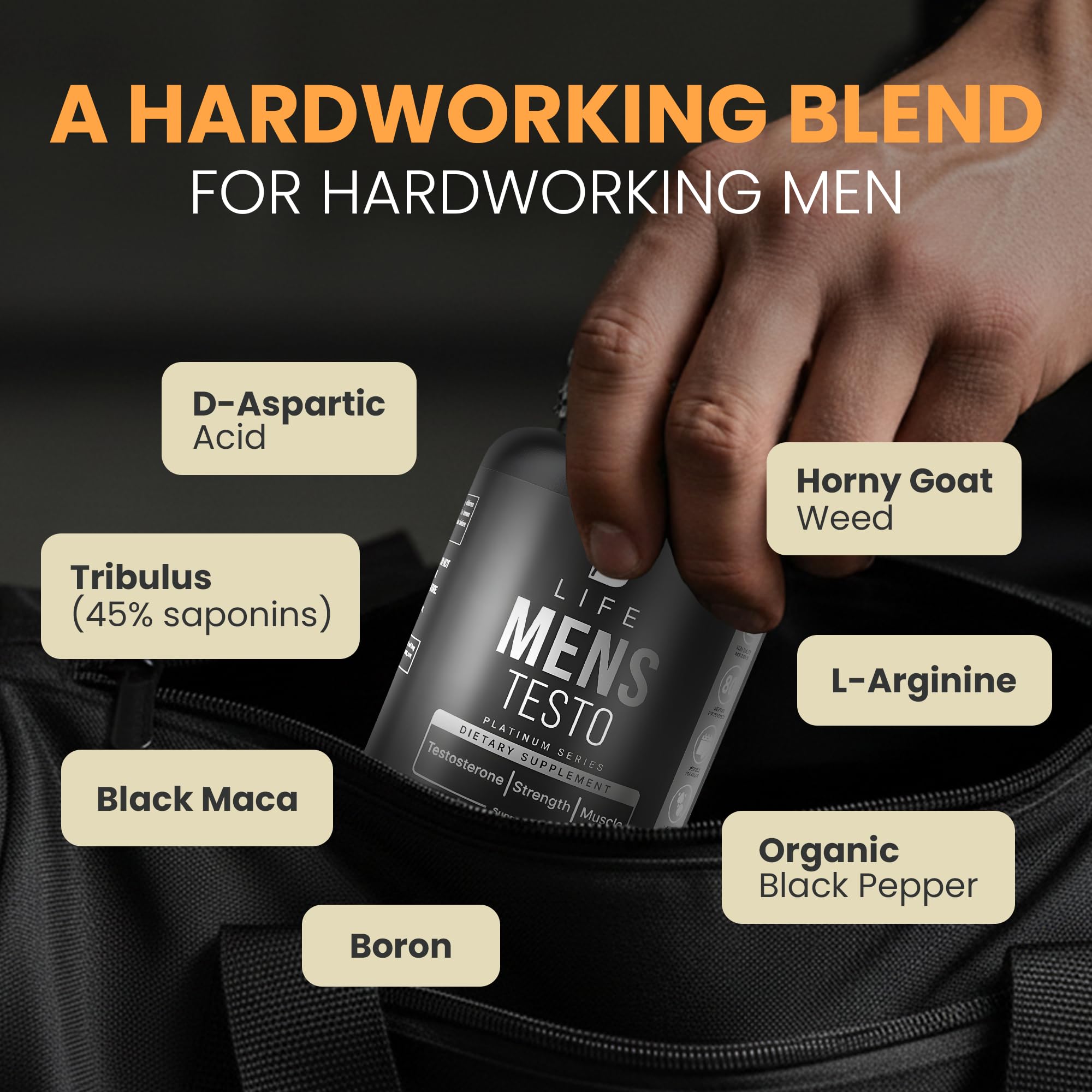 B Life Company ingredientes tribulus, maca y horny goat weed mostrando pureza