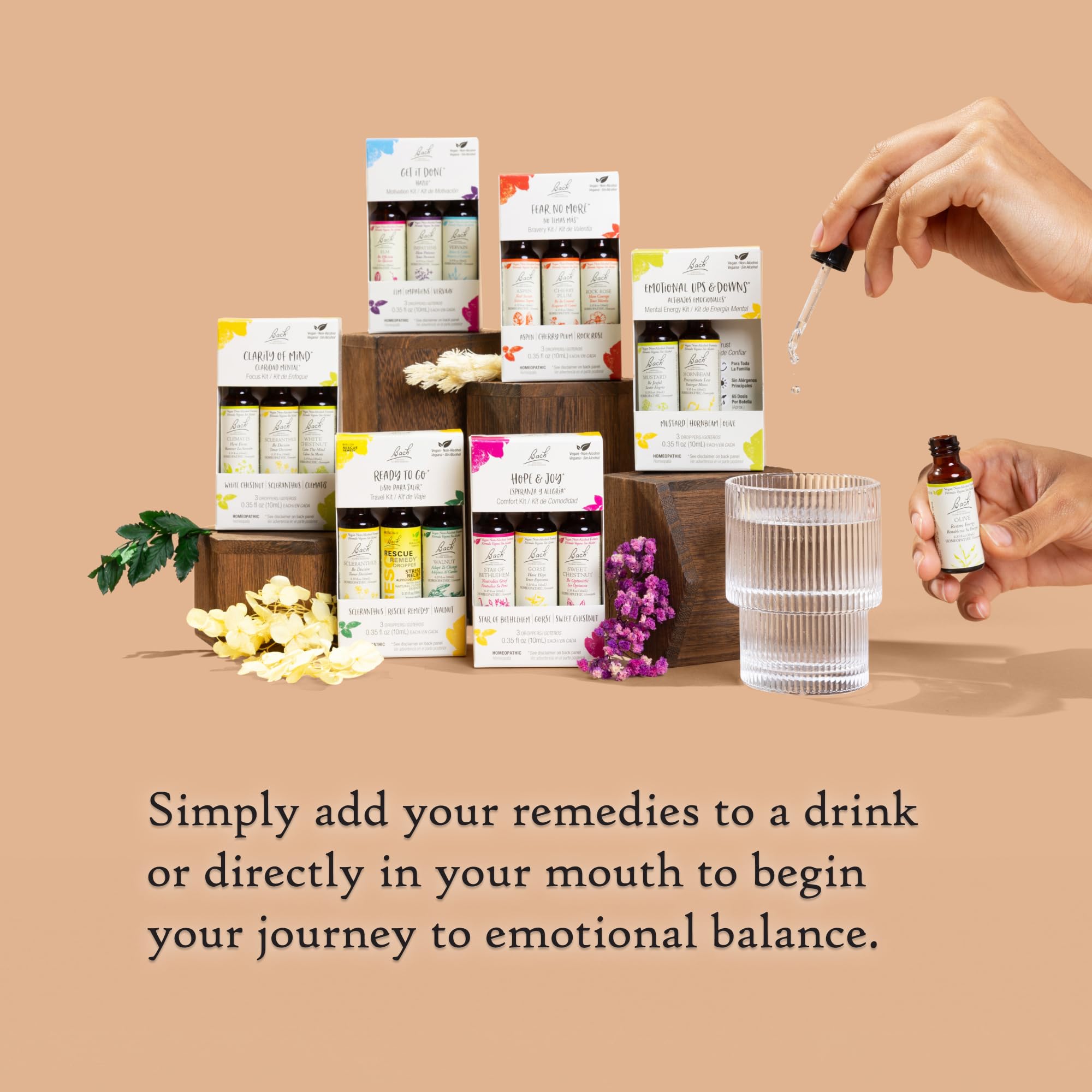Bach Flower Remedies comparación de tamaño de frasco 10 ml para dosificación