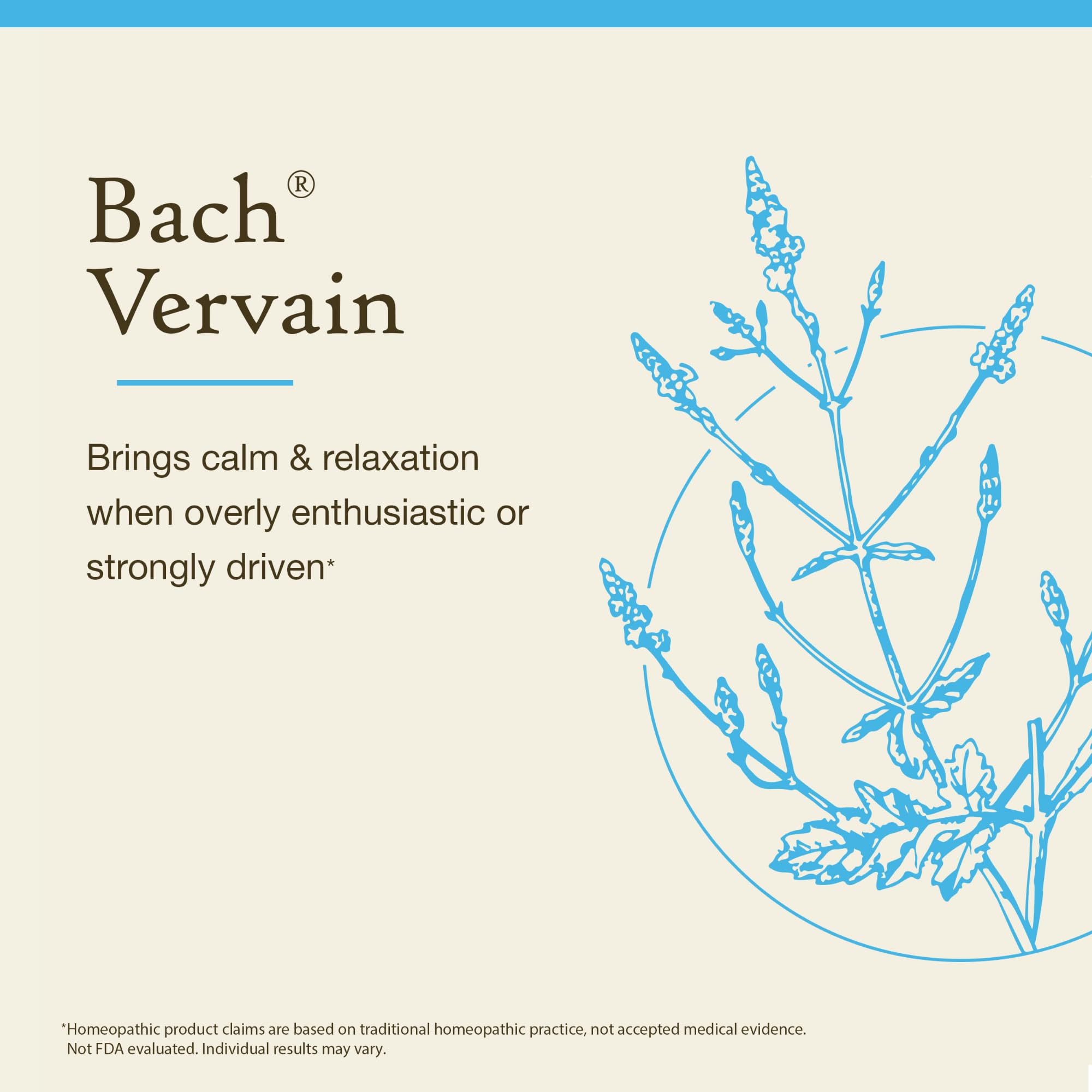 Bach Vervain en mano de usuario aplicando gotas con comodidad