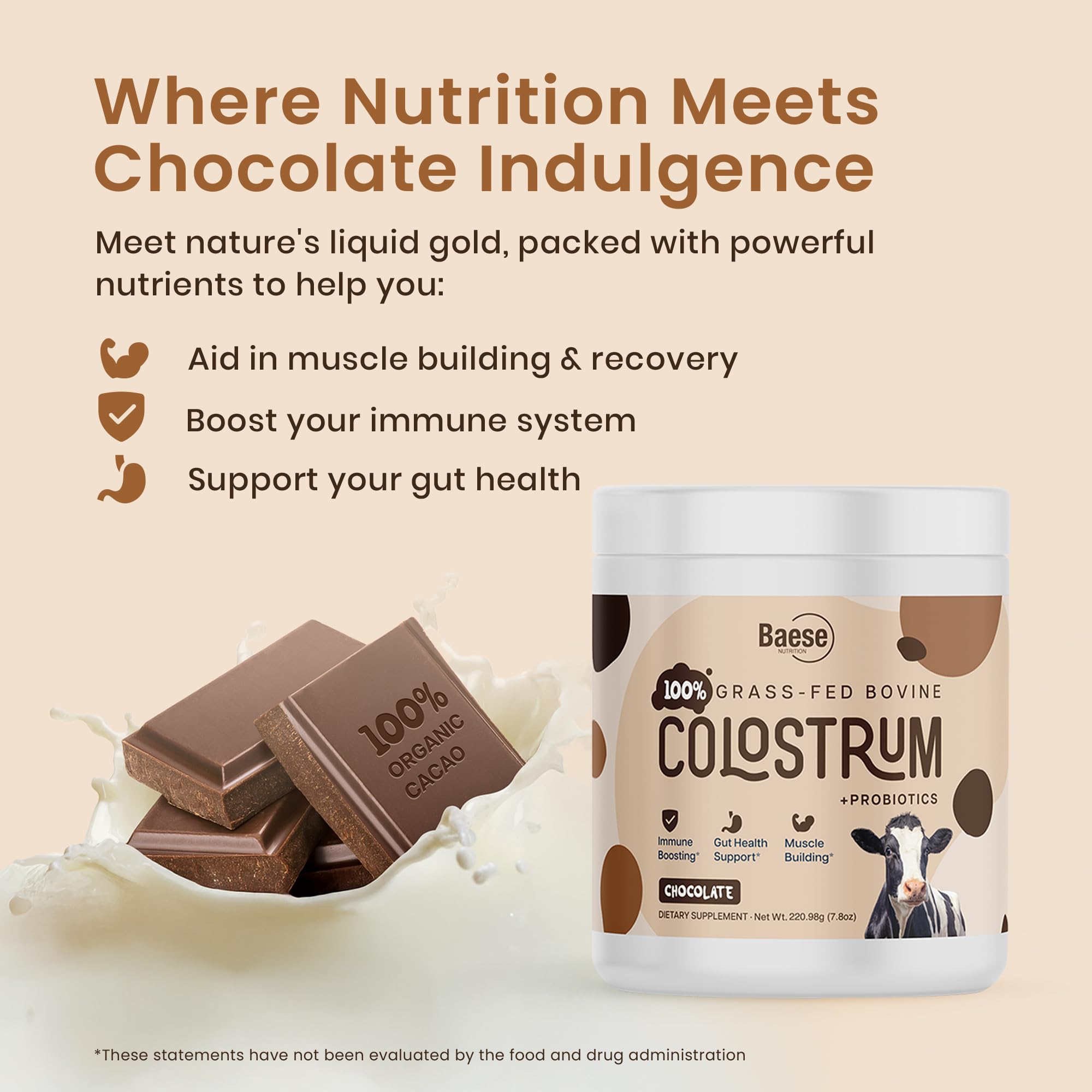 Baese Nutrition textura del polvo chocolate fácil de mezclar y sabroso