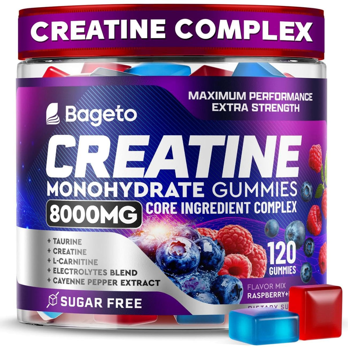 Bageto envase frontal mostrando 120 gominolas y beneficios claros