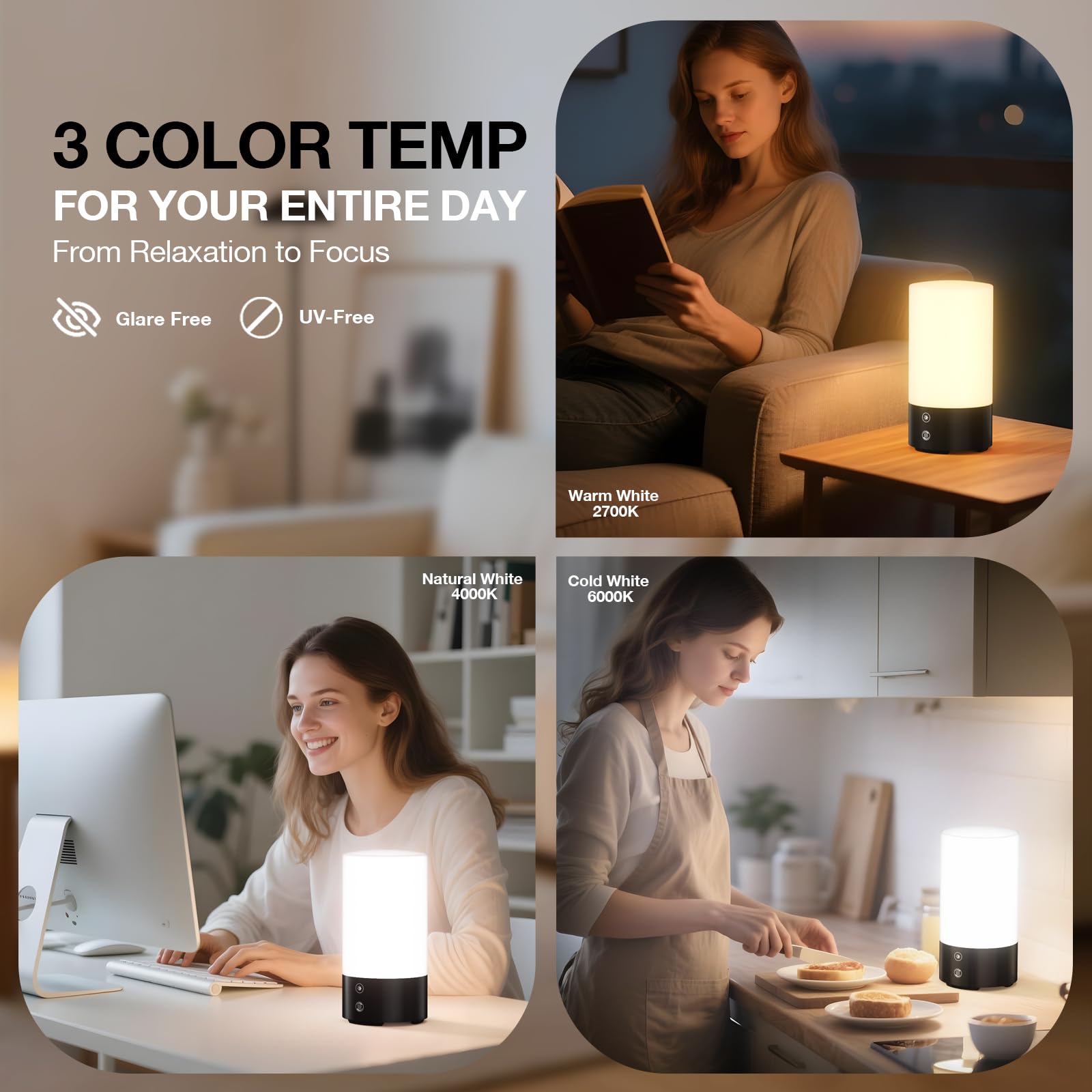 Bakzon lámpara creando ambiente cálido en dormitorio para relax