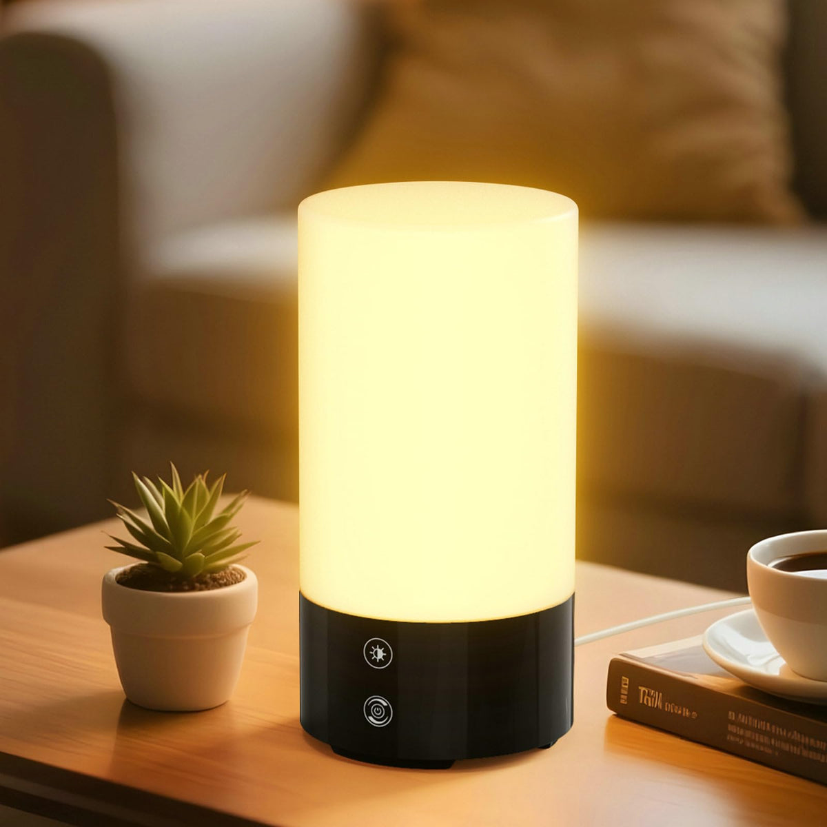 Bakzon lámpara vista frontal iluminada mostrando luz uniforme y potencia