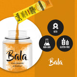 Tres sobres BALA representando piña, lima y berry, beneficio variedad de sabores