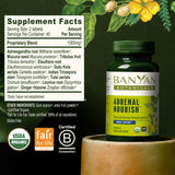 Banyan Botanicals ashwagandha en raíz molida representando ingrediente orgánico