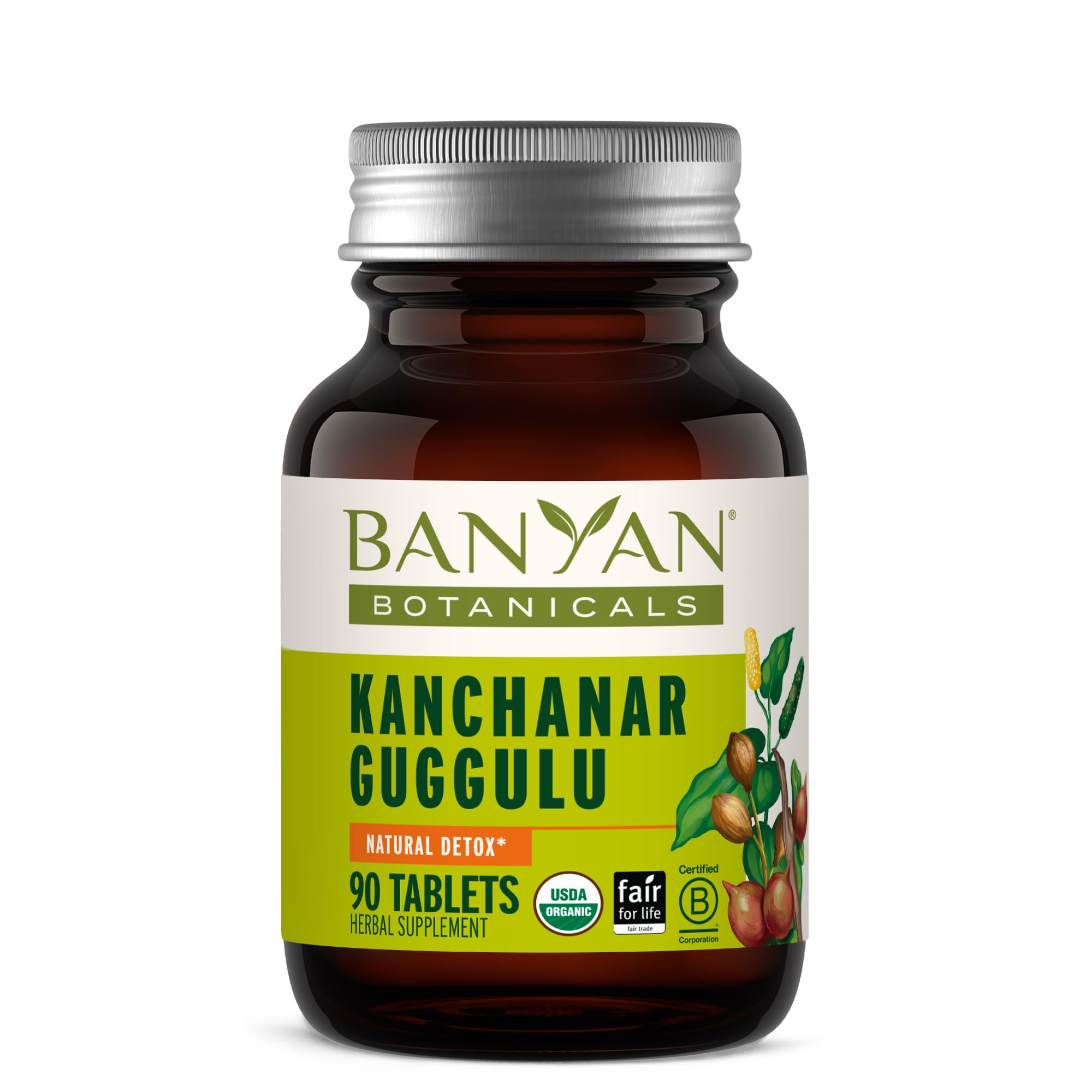 Banyan Botanicals frasco frontal mostrando la presentación y beneficio orgánico