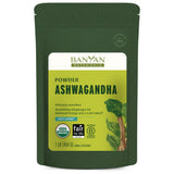 Banyan Botanicals empaque frontal mostrando la bolsa orgánica y beneficios