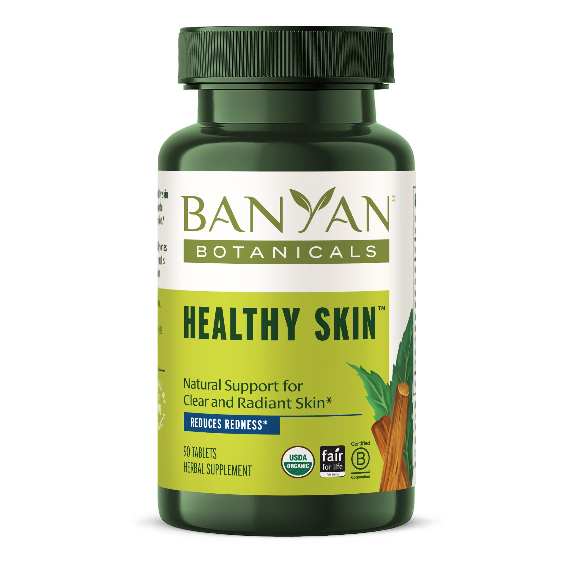 Banyan Botanicals envase frontal mostrando etiquetas claras y beneficios