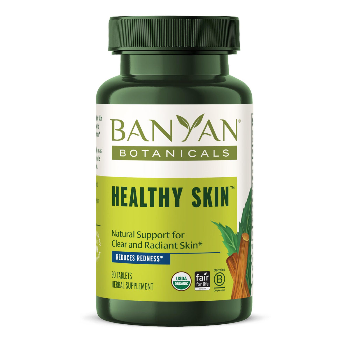 Banyan Botanicals envase frontal mostrando etiquetas claras y beneficios
