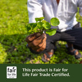 Banyan Botanicals etiqueta con sellos USDA Organic y pruebas de laboratorio