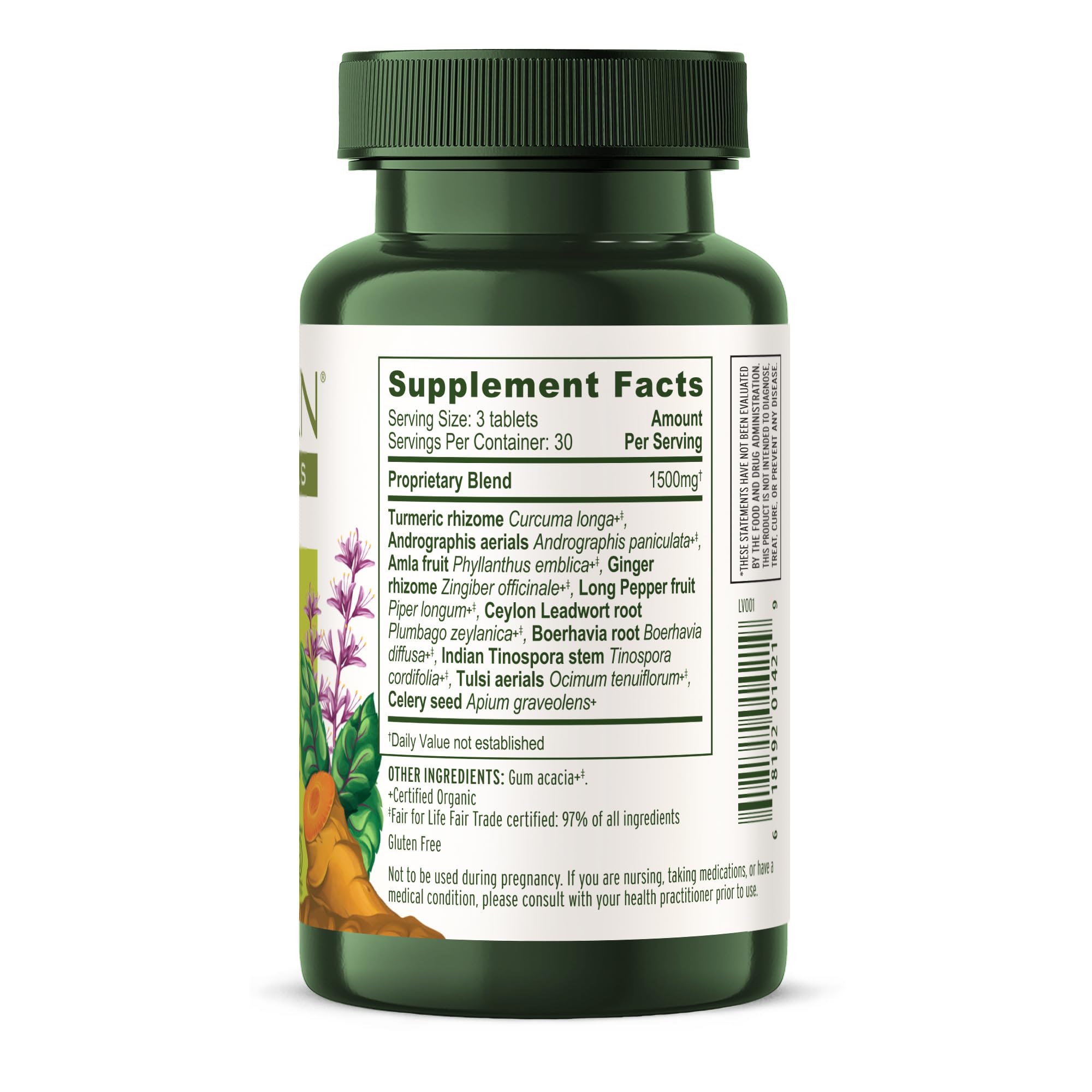 Banyan Botanicals etiqueta con certificaciones USDA Organic y pruebas de laboratorio