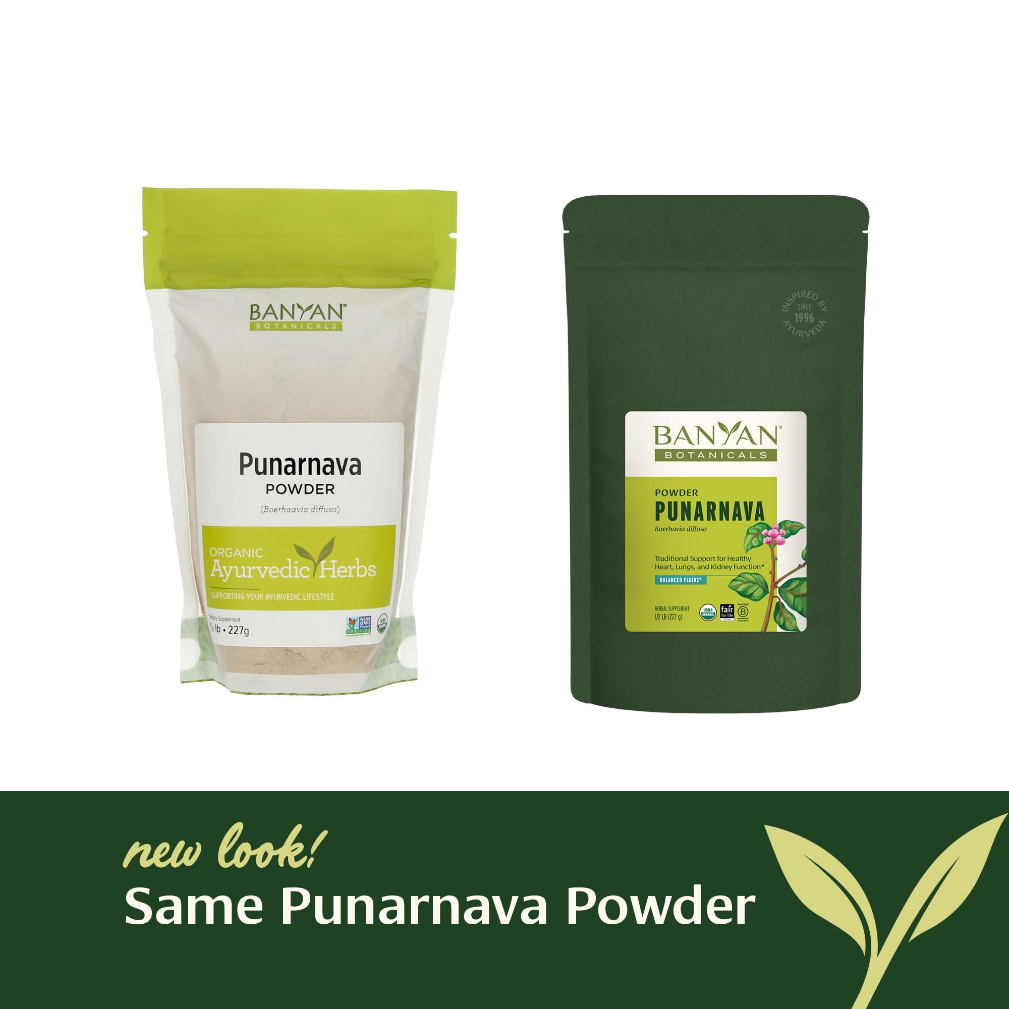 Banyan Botanicals etiqueta con certificaciones orgánicas y detalles de trazabilidad