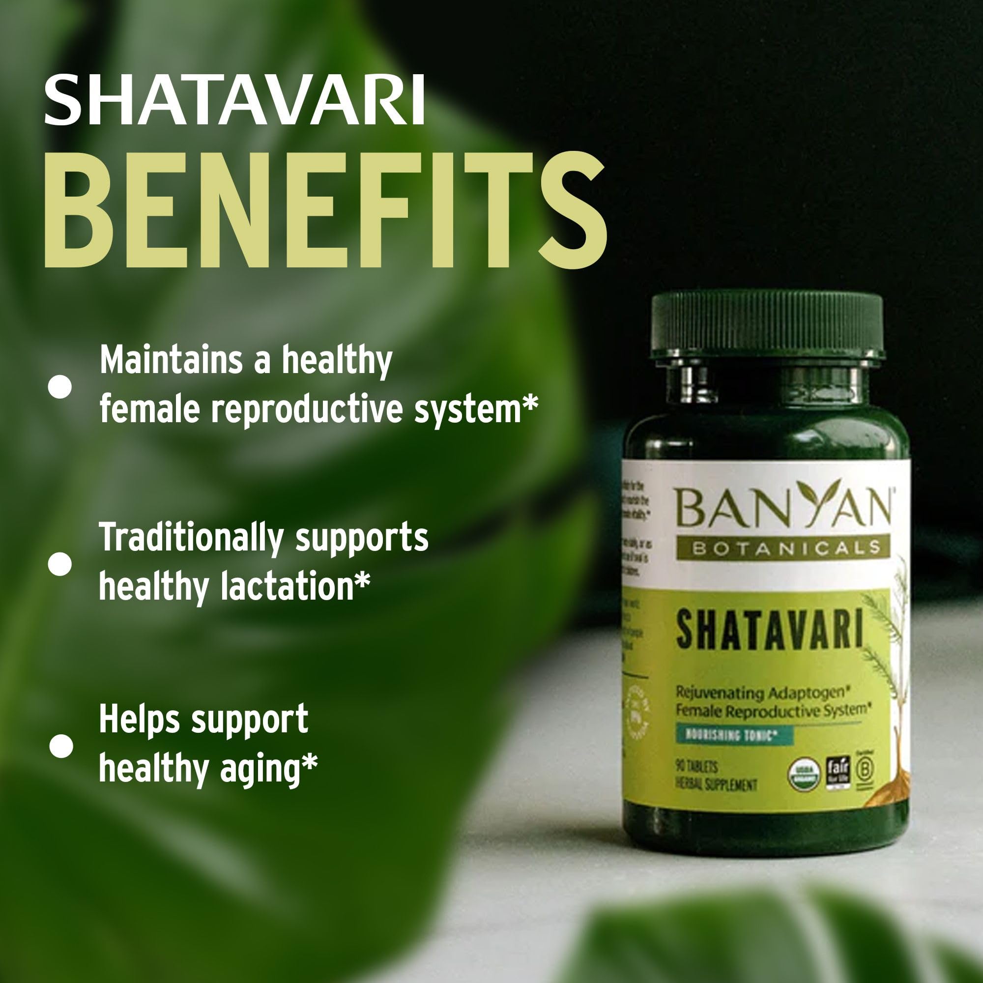 Banyan Botanicals etiqueta con certificaciones USDA Organic y Non-GMO visibles