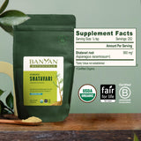 Etiqueta del producto Banyan Botanicals con certificaciones orgánicas visibles