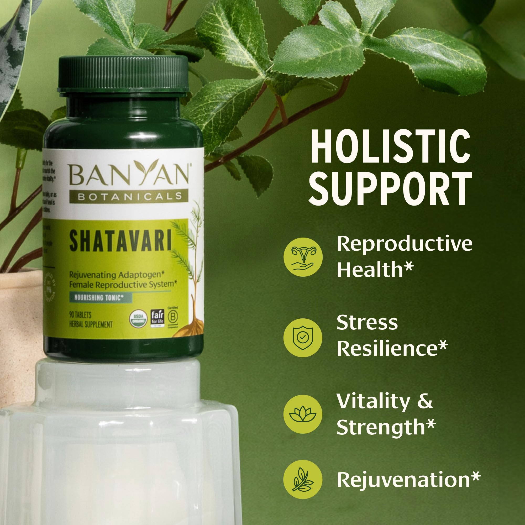 Banyan Botanicals tabletas detalle nítido que facilita la dosificación