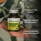 Banyan Botanicals primer plano de tabletas resaltando textura y facilidad de ingestión