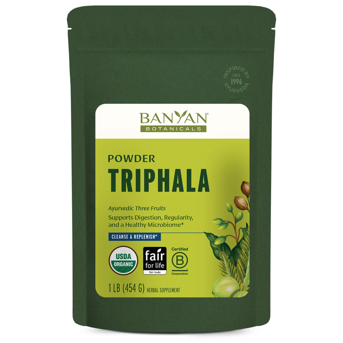 Banyan Botanicals empaque frontal mostrando diseño y tamaño del producto