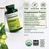 Banyan Botanicals polvo de Triphala mostrando color y origen orgánico