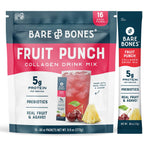 Bare Bones frente del empaque mostrando los sobres y el sabor Fruit Punch