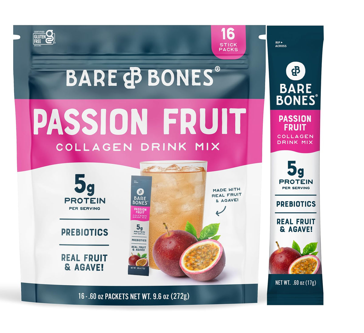 Bare Bones empaque frontal sabor maracuyá mostrando diseño y facilidad de uso