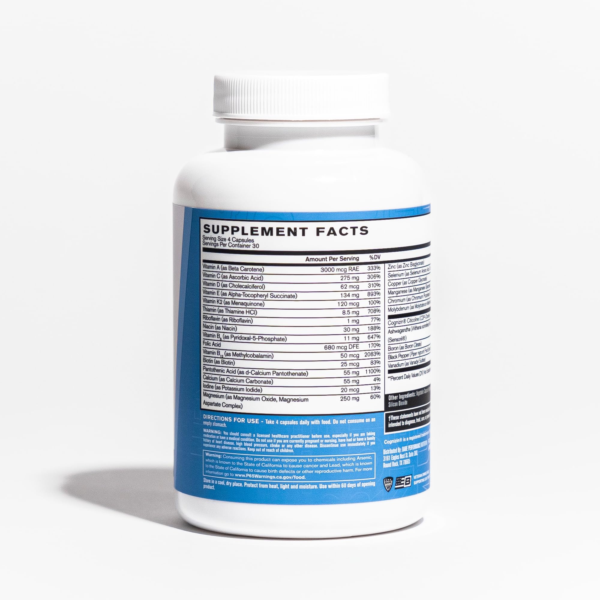 BARE PERFORMANCE NUTRITION etiqueta con ingredientes y beneficios claros