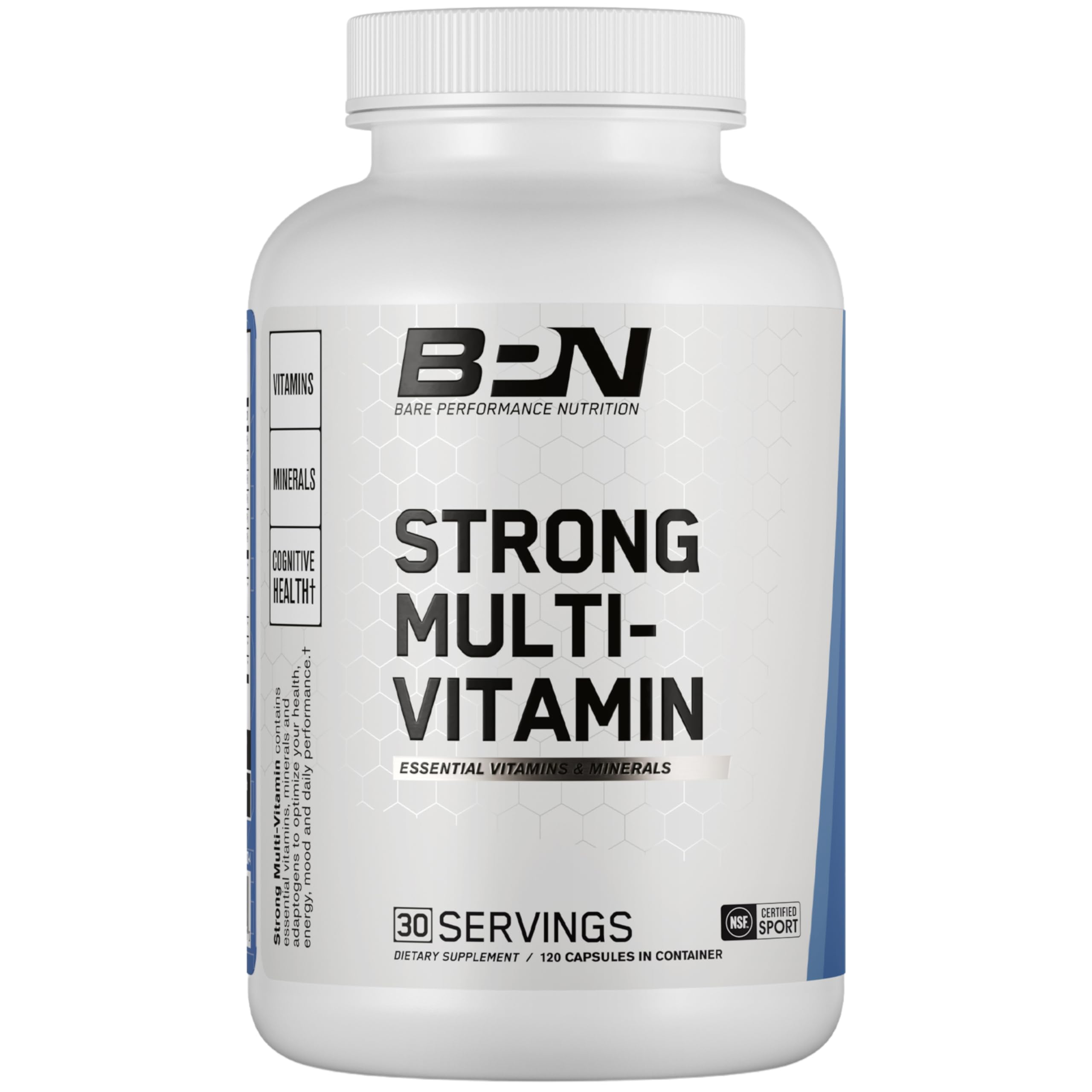 BARE PERFORMANCE NUTRITION frasco frontal mostrando formulación y beneficio diario