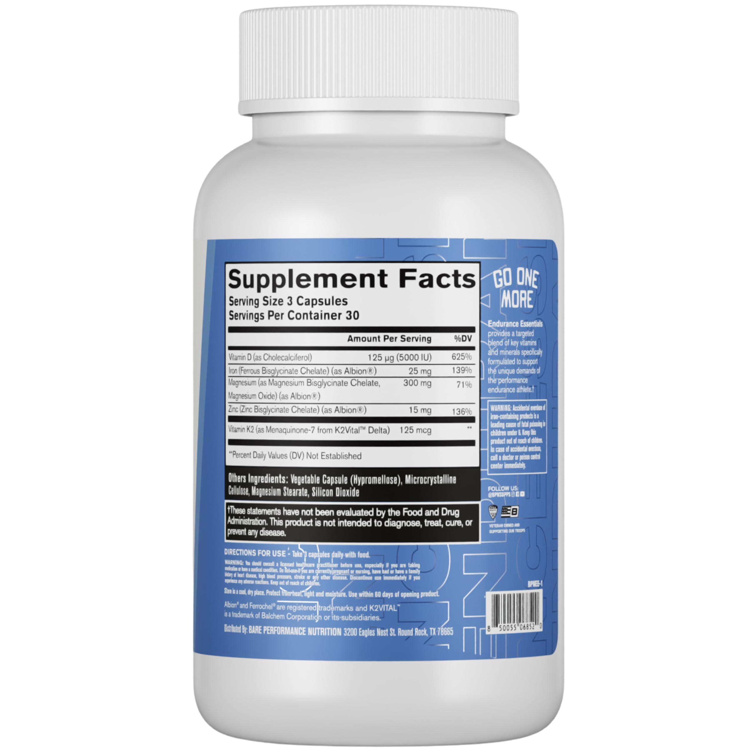 BARE PERFORMANCE NUTRITION mano sosteniendo frasco para escala y conveniencia
