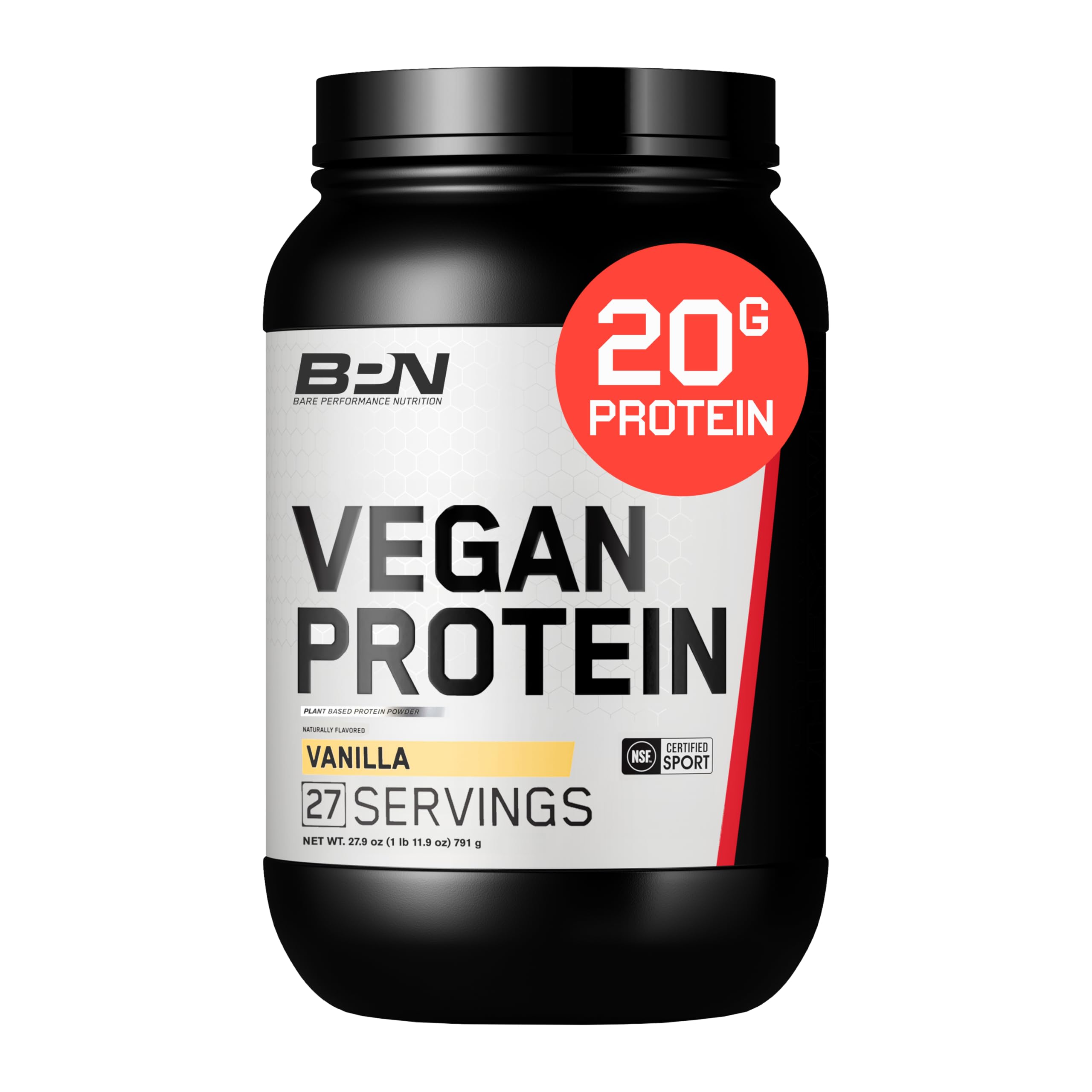 BARE PERFORMANCE NUTRITION frente del envase mostrando sabor y beneficios