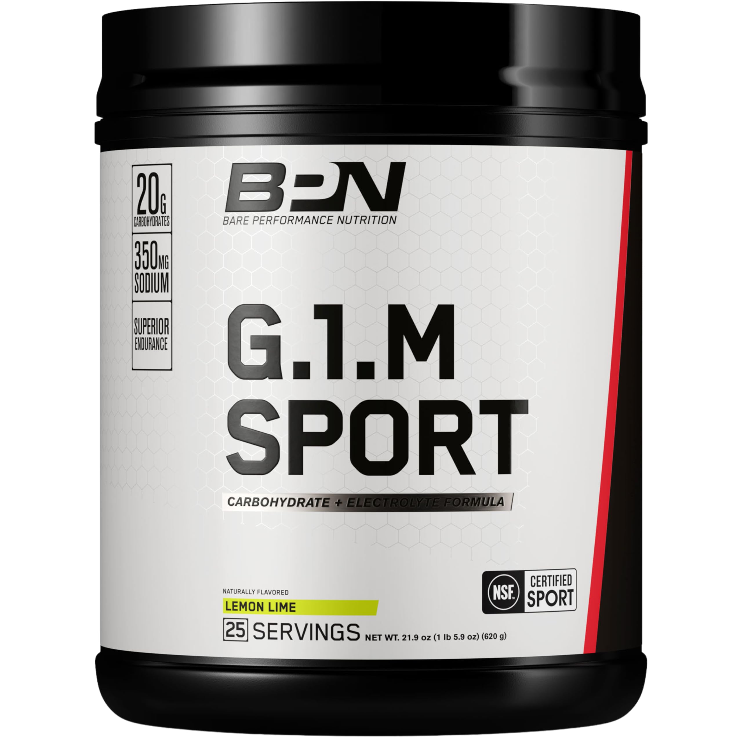 BARE PERFORMANCE NUTRITION envase frontal mostrando 25 servicios y sabor limón lima