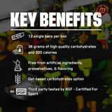 BARE PERFORMANCE NUTRITION Go Bar junto a objeto de referencia para tamaño, porción clara