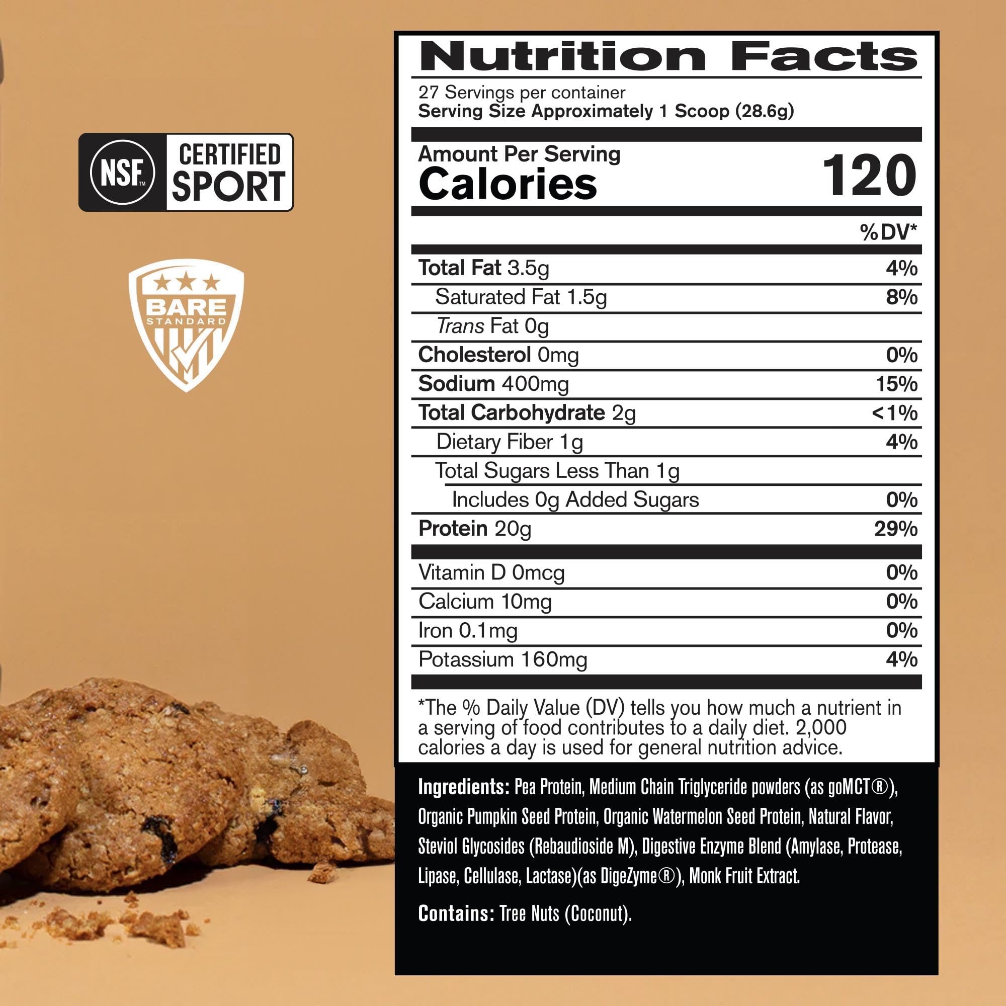 Polvo de Bare Performance Nutrition detalle de textura fina y mezcla homogénea