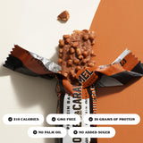 barebells barrita cortada mostrando núcleo cremoso y topping crujiente