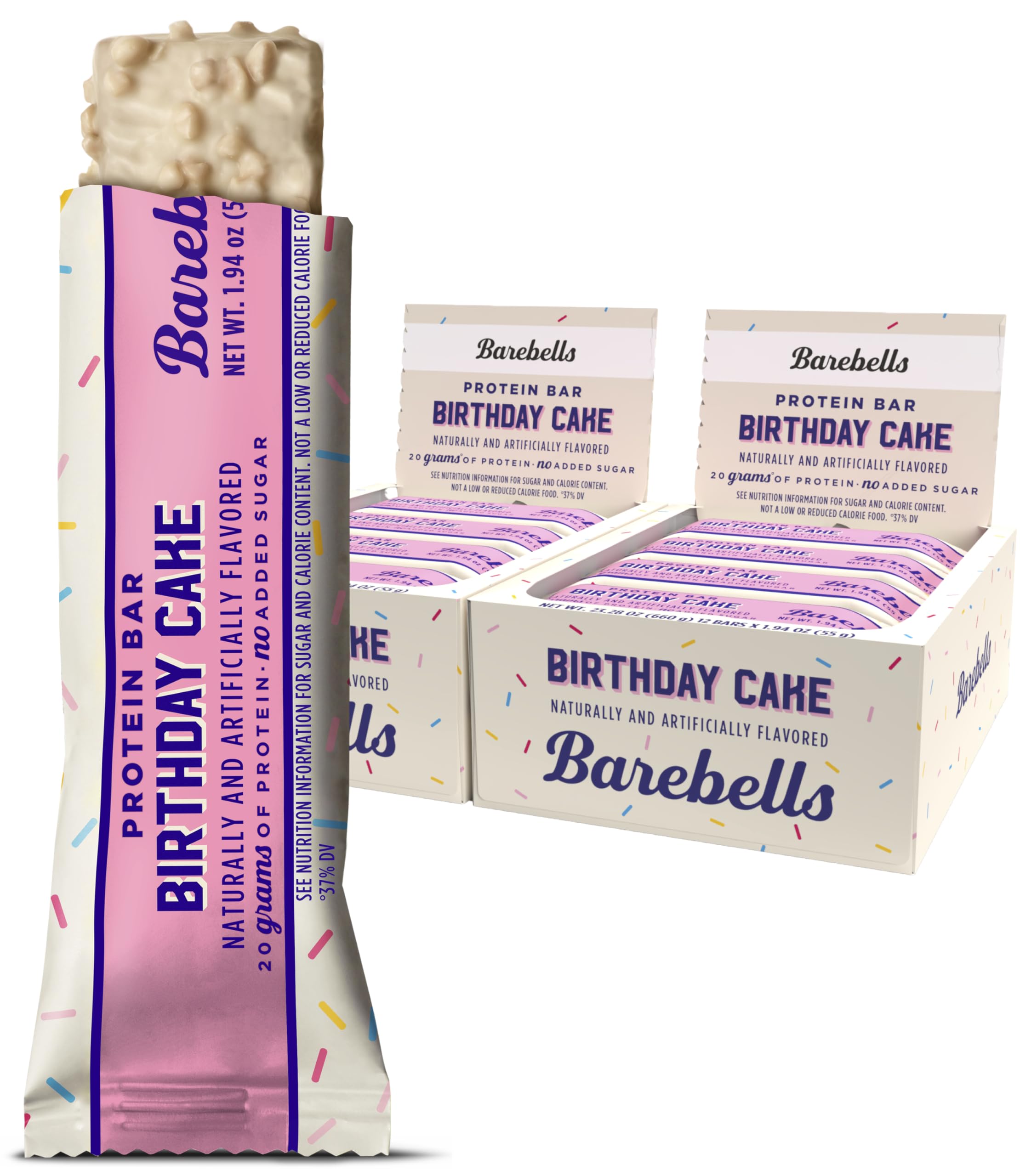 BAREBELLS empaque frontal del pack doble, disponible en caja de 12 barras