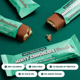 Barebells corte de barra mostrando centro de menta cremoso y proteína