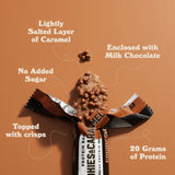 barebells primer plano cobertura de chocolate y capa de caramelo