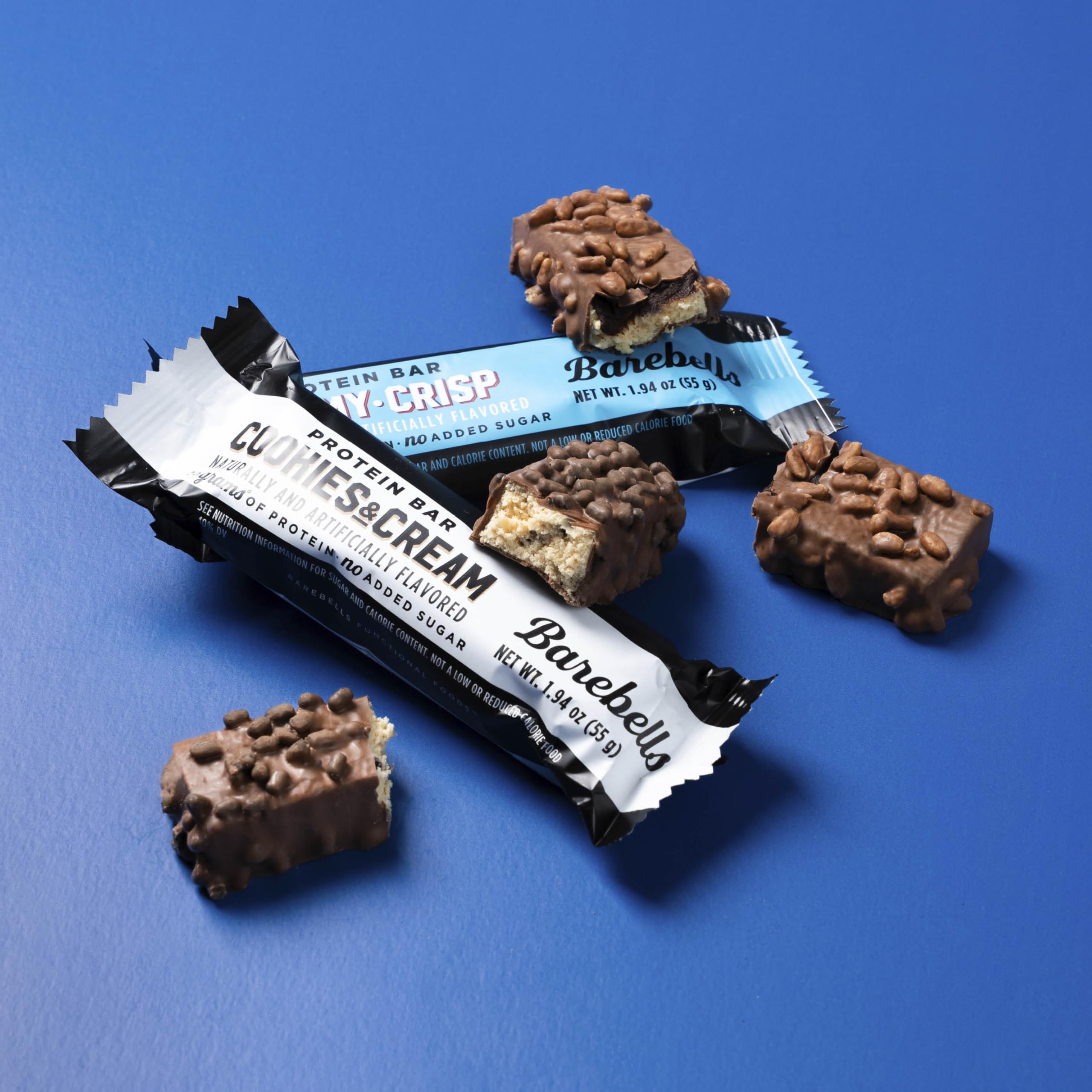 Barebells primer plano textura Creamy Crisp con crujiente y sabor cremoso