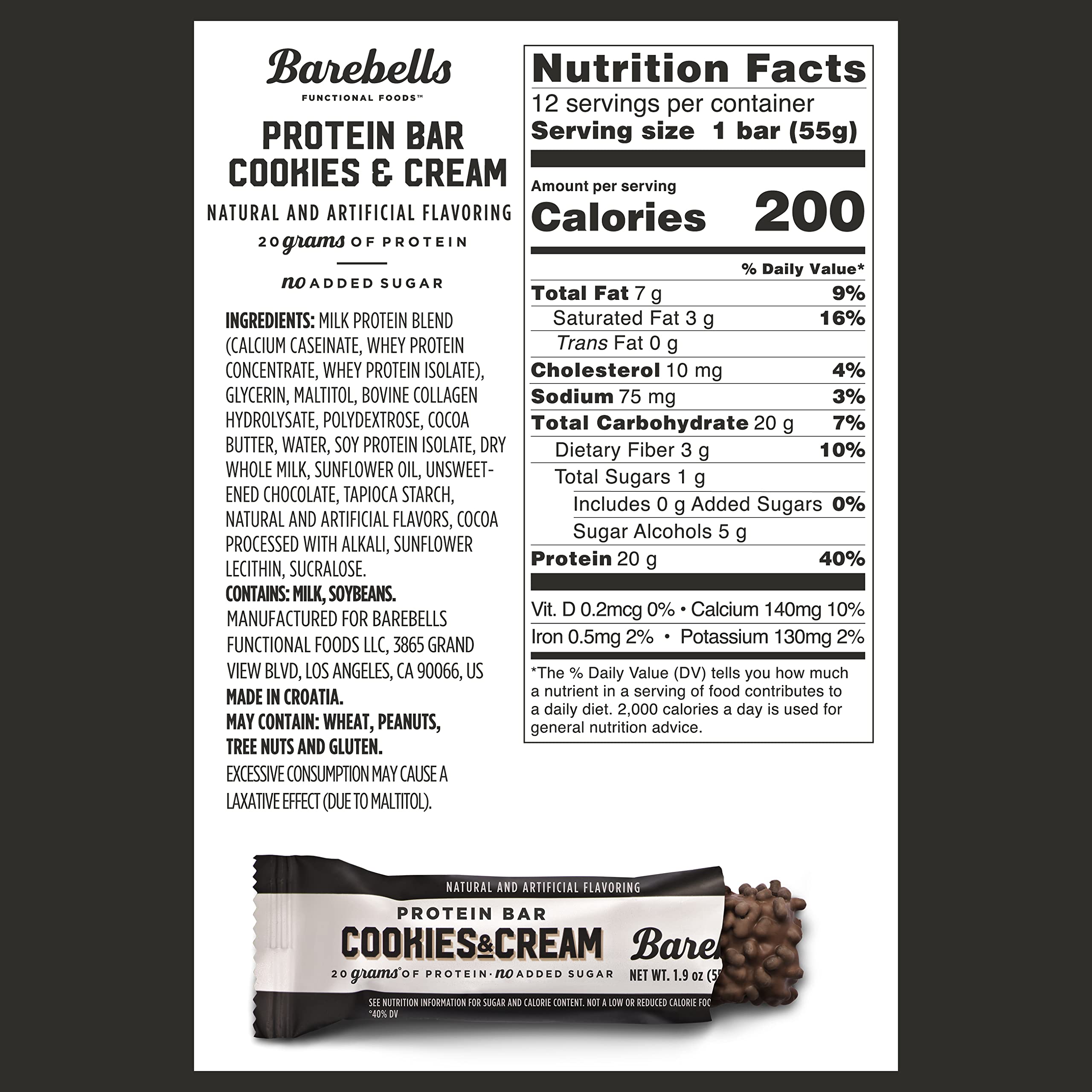 Barebells etiqueta nutricional legible para revisar ingredientes y macros