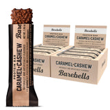 Barebells empaque frontal Caramel Cashew mostrando sabor y aporte proteico