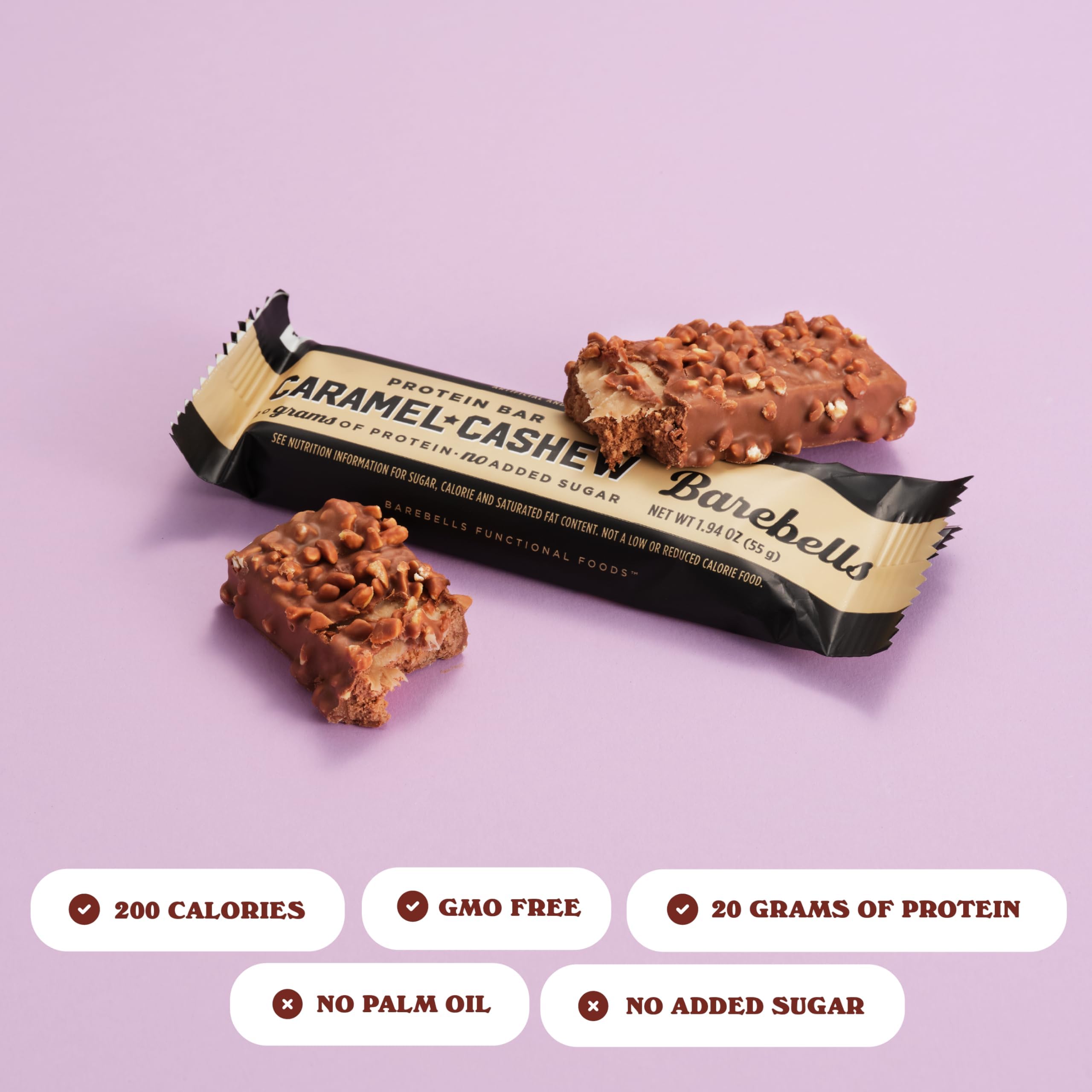Barebells mano sosteniendo barra, ideal para consumir fuera de casa