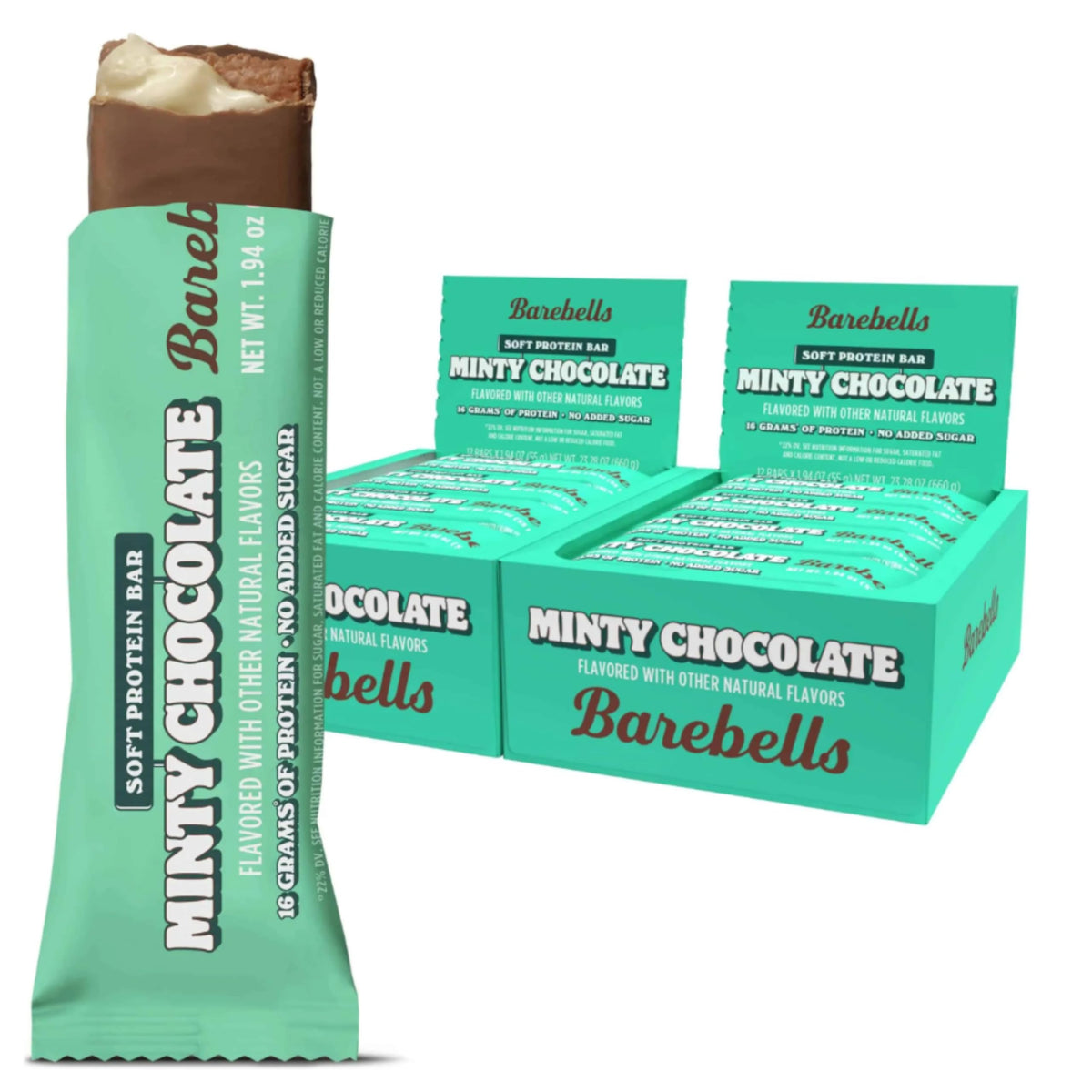 Barebells empaque de 24 barras Minty Chocolate, práctico para llevar