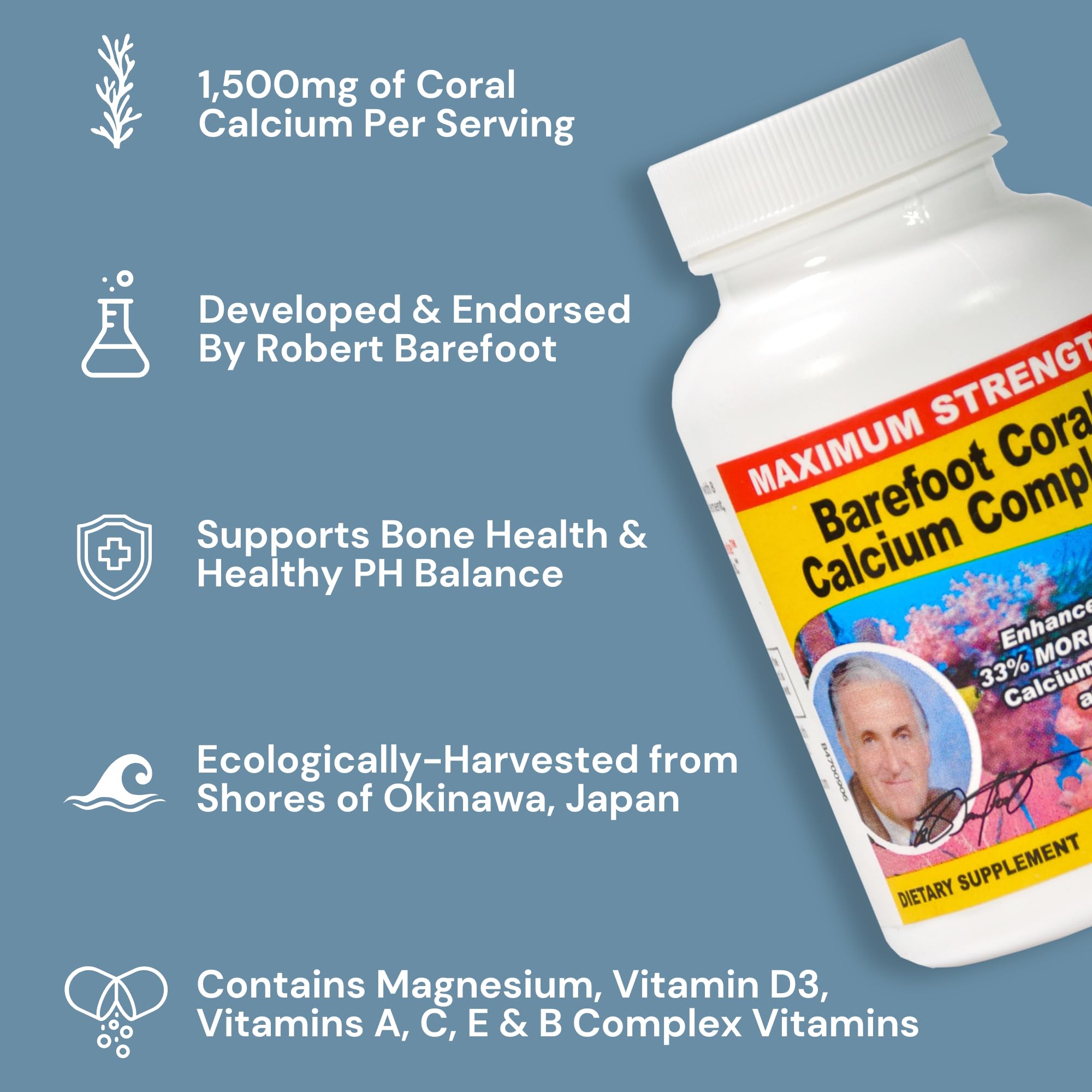 Barefoot Coral Calcium Complete en encuadre de cocina lifestyle sugiriendo uso diario