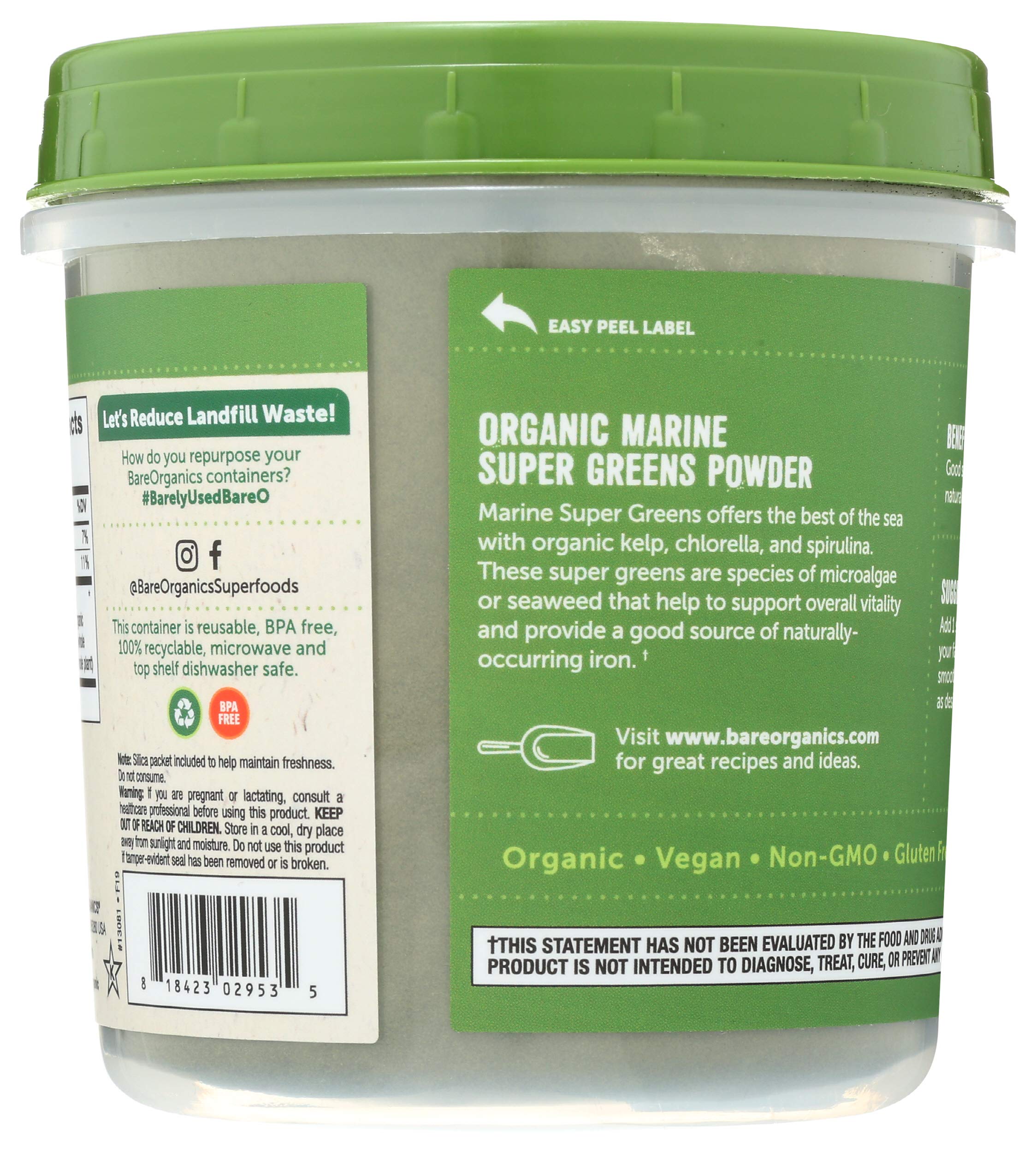 BareOrganics cucharada con polvo listo para añadir a batido