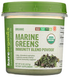 BareOrganics frente del envase mostrando diseño y tamaño útil