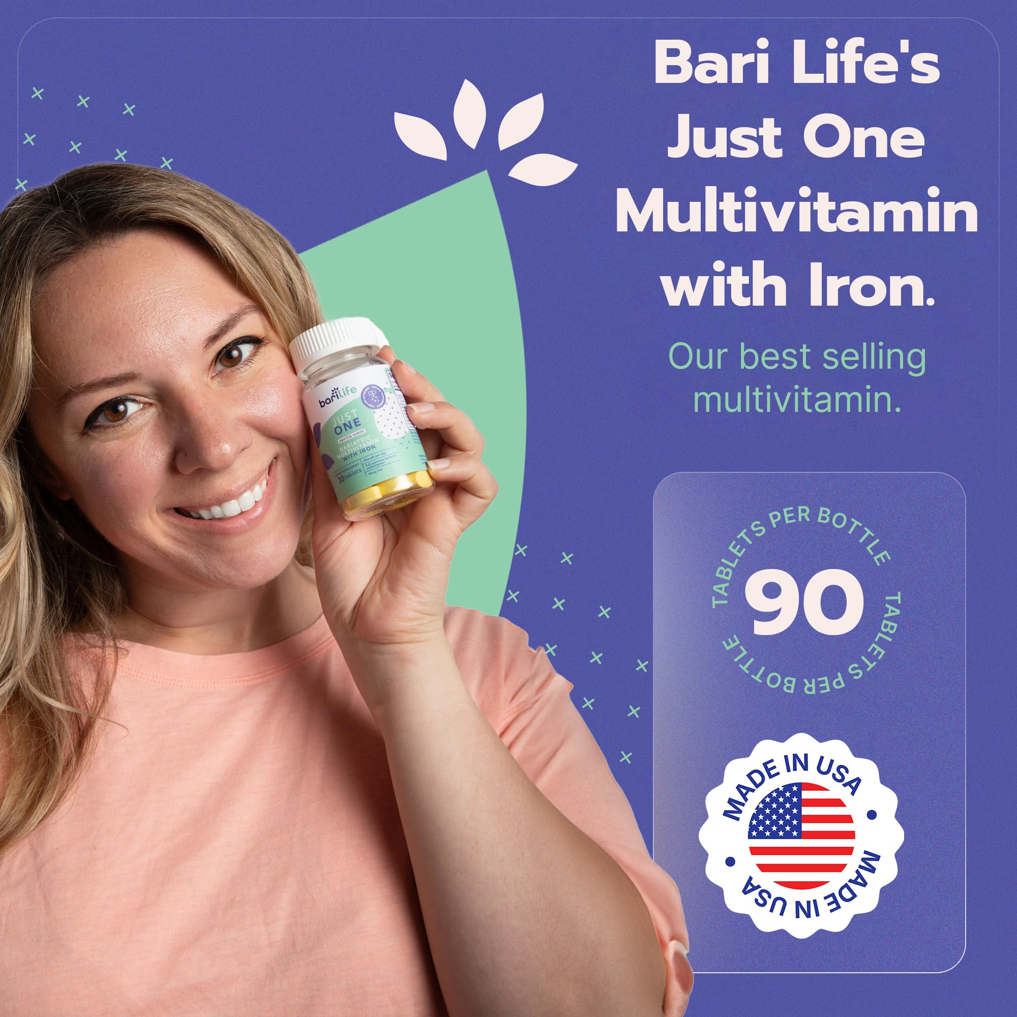 Bari Life etiqueta de nutrientes destacando hierro y vitaminas