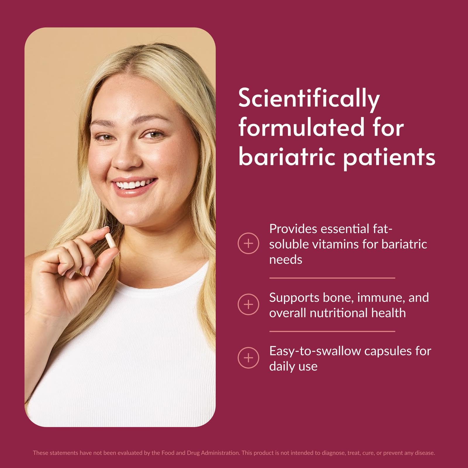 Bariatric Advantage cápsula en primer plano mostrando textura y fácil ingestión