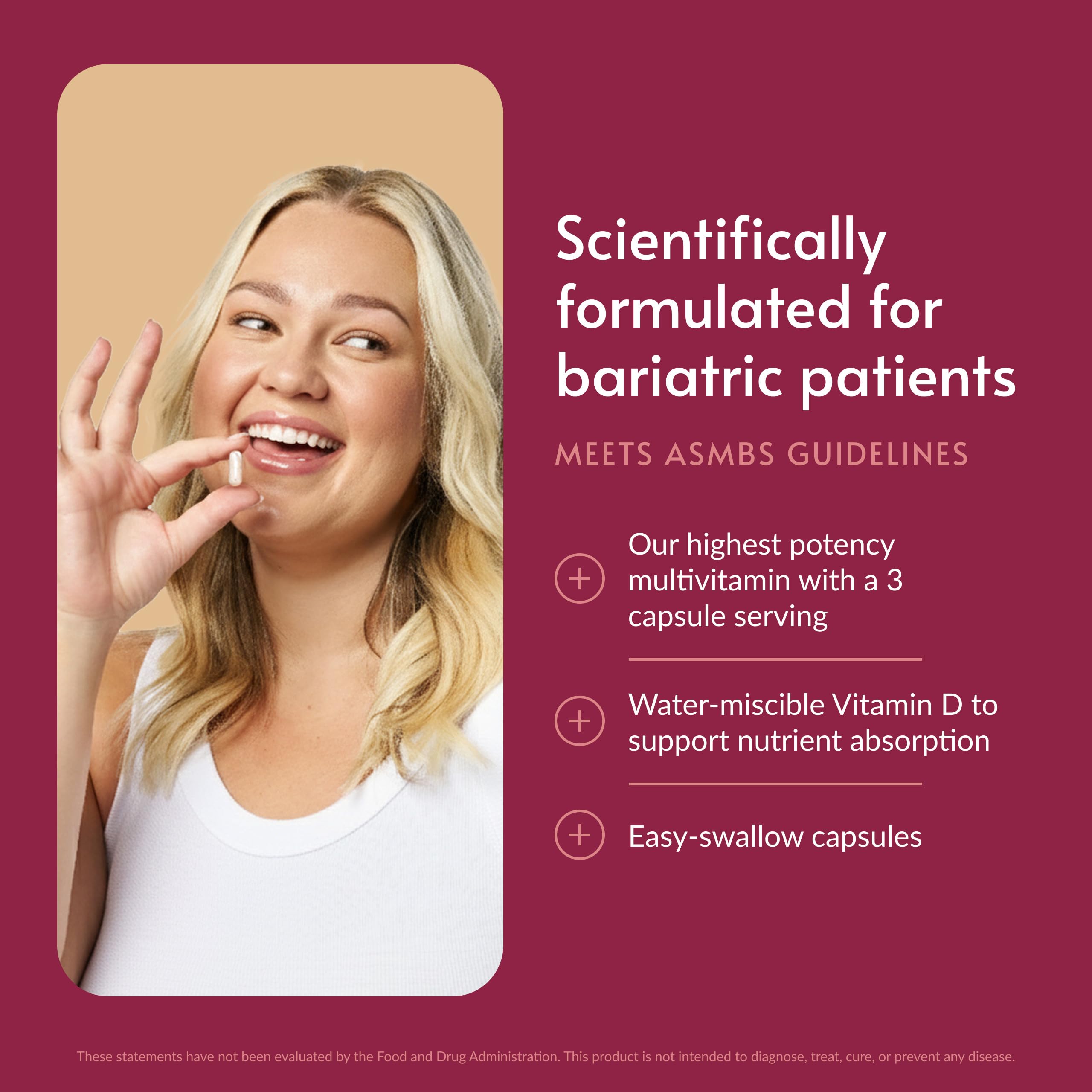 Bariatric Advantage detalle de cápsulas para apreciar tamaño y textura fácil de tragar