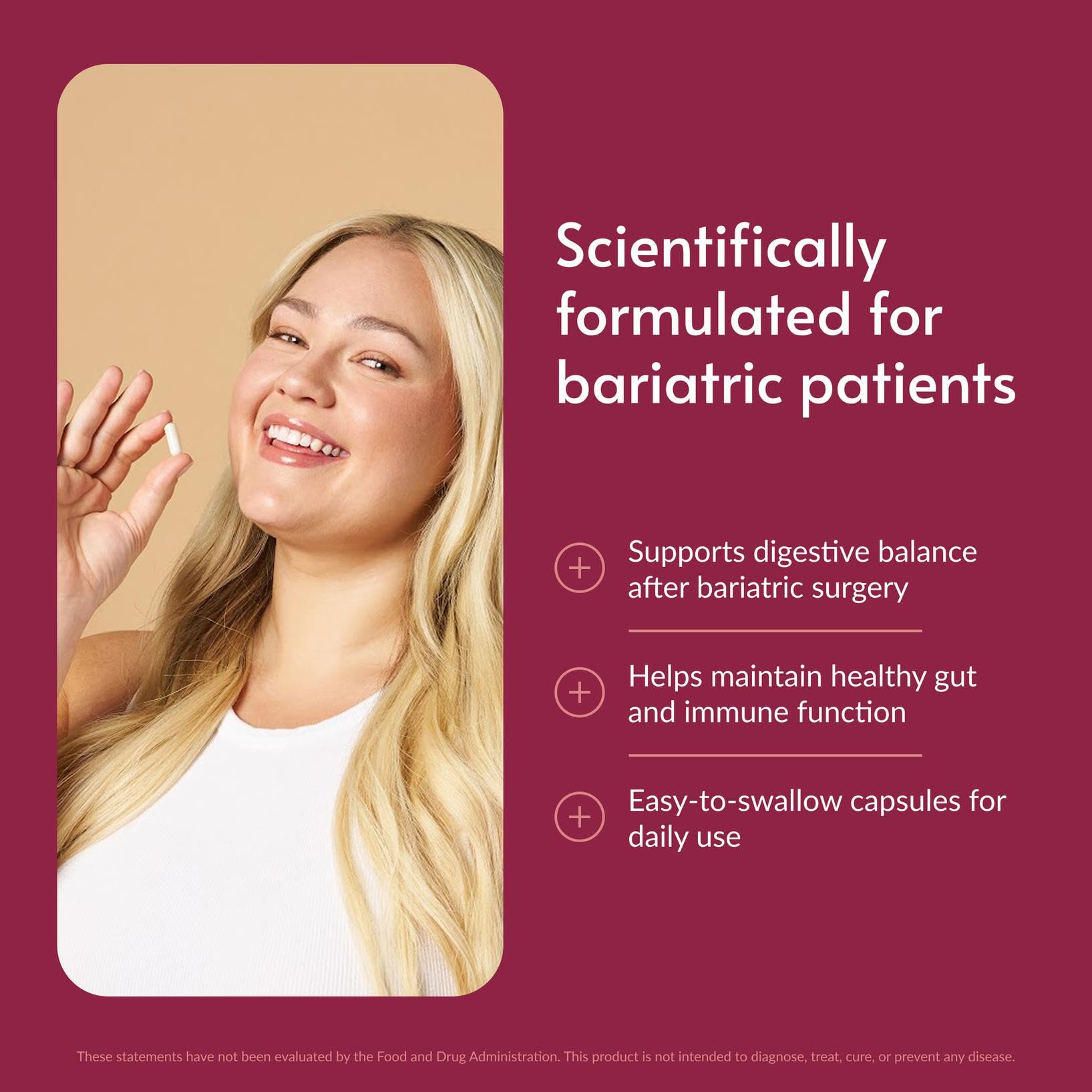 Bariatric Advantage cápsula en primer plano muestra textura y fácil ingestión