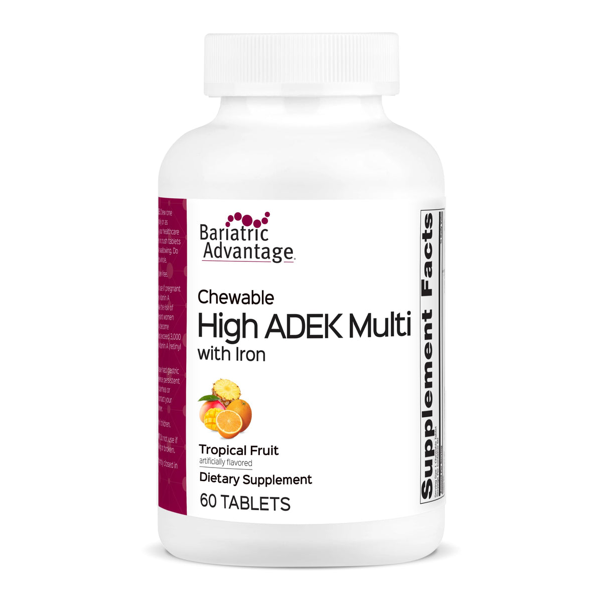 Bariatric Advantage empaque frontal que muestra multivitamínico masticable y beneficio práctico