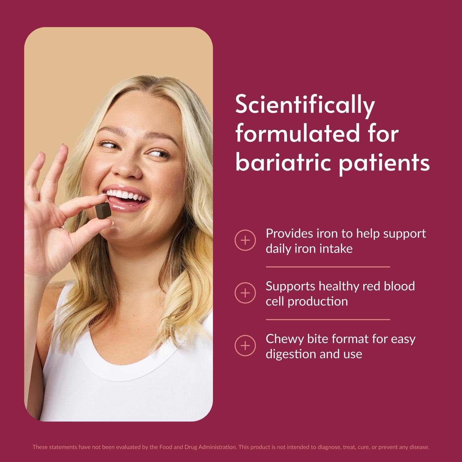 Bariatric Advantage masticable en primer plano mostrando textura y facilidad de consumo